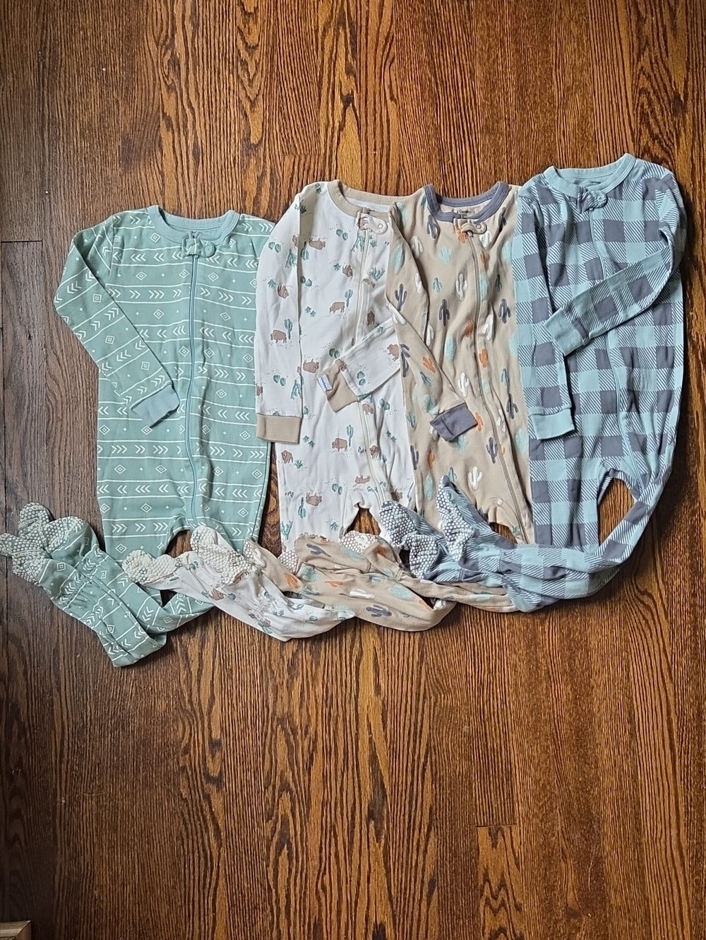 Gerber Pajama Bundle - Sage, Cream & Light Blue 4t